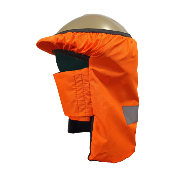 Cubrenuca Legionario termico Oxford 3000  para casco con cubre boca Naranja Fluor - Imagen 4