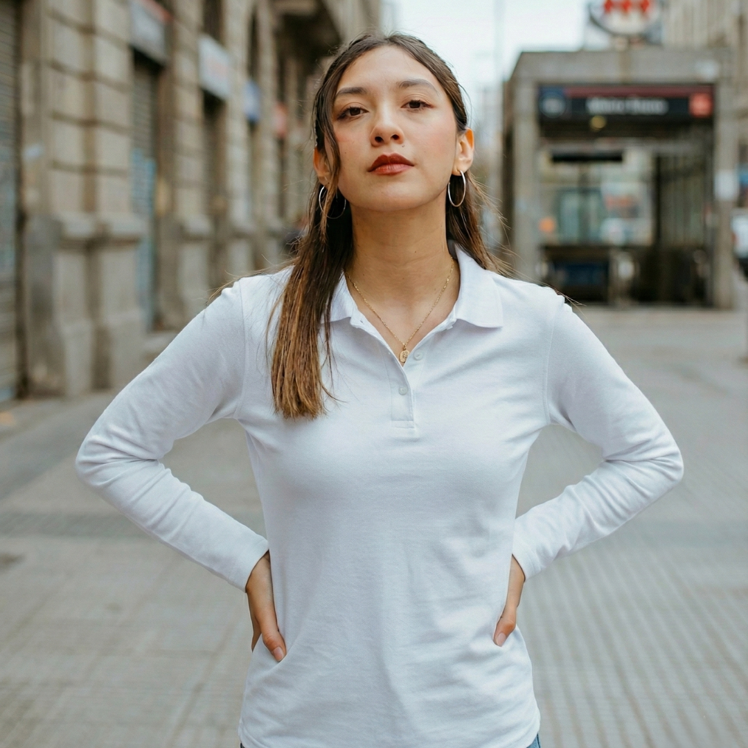 Polera Polo DryFresh Smooth® 60% Algodón Manga Larga Mujer