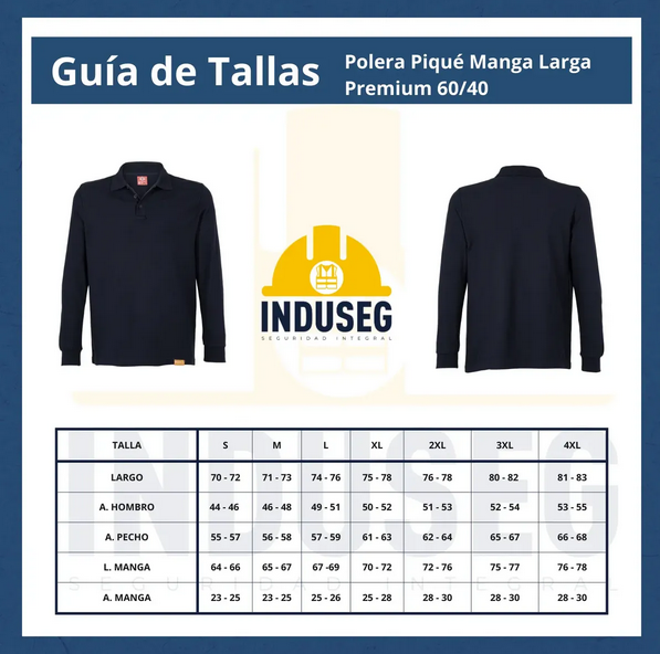 Polera Piqué Manga Larga Hombre 60/40 UV Premium