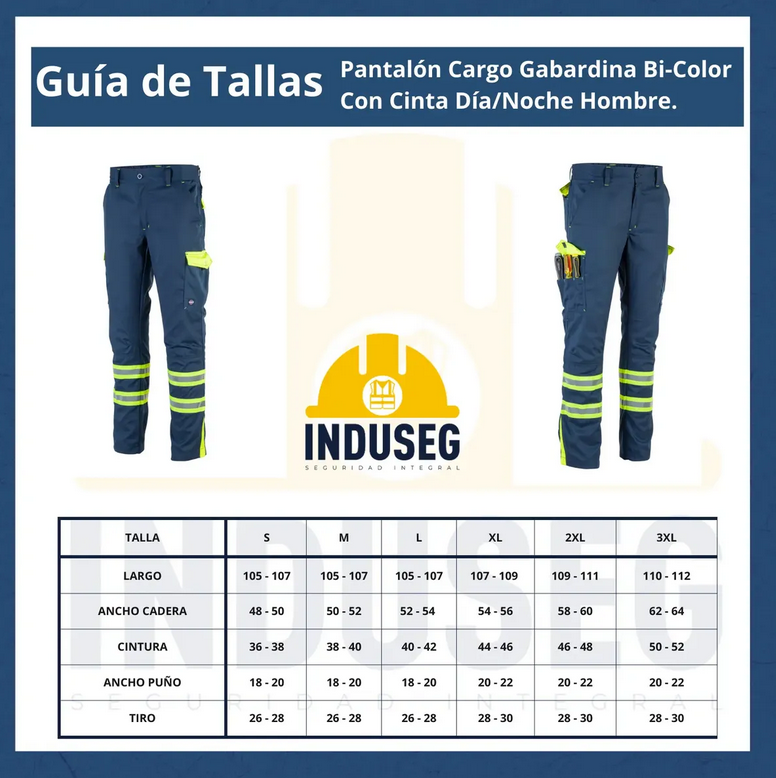 Pantalón Cargo Cinta Reflectante Día/Noche Gabardina Elasticado