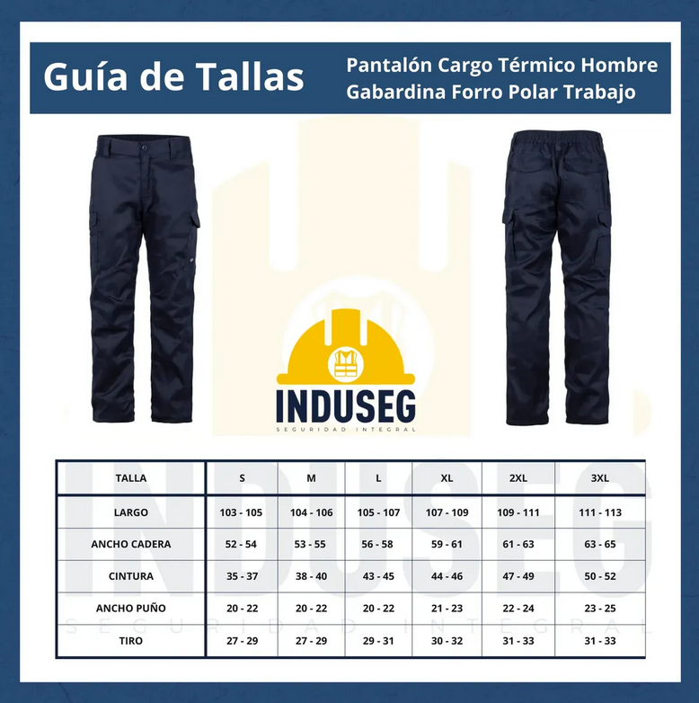 Pantalón Cargo Térmico Hombre Forro Polar Gabardina